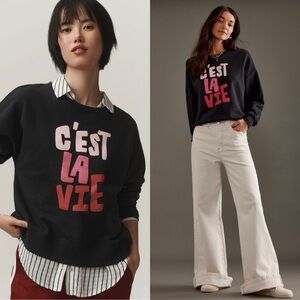 Anthropologie Maeve Jordan Nickson C'est La Vie Graphic Sweatshirt